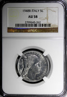 Italy Aluminum 1948 R 5 Lire NGC AU58 KM# 89 (262)