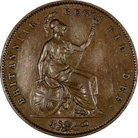 GREAT BRITAIN Victoria Copper 1858 1 Penny BETTER DATE KM# 739 (20 742)