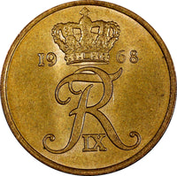 Denmark Frederik IX Bronze 1968 5 Øre UNC KM# 848.1 (21 698)