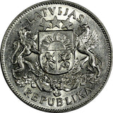 Latvia Silver 1926 2 Lati 2 Years Type aUNC KM# 8 (18 148)