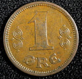 Denmark Christian X Bronze 1913 VBP; GJ  1 Ore Toned UNC KM# 812.1 (23 813)