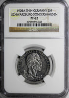 Germany SCHWARZBURG-SONDERSHAUSEN PROOF 1905 A 2 Mark NGC PF62  RARE KM# 152 (8)