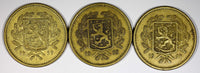 Finland Aluminum-Bronze LOT OF 3 COINS 1938,1939  20 Markkaa  KM# 32  (893)