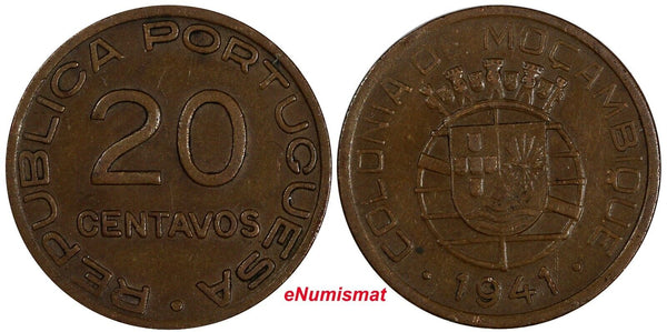 Mozambique Colony of the Portuguese Bronze 1941 20 Centavos KM# 71 (20 460)