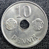 FINLAND Iron 1944 10 Pennia WWII Issue BU Coin KM#34.1 (23 020)