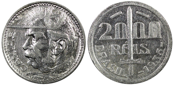 Brazil Silver 1935 2000 Reis Duke of Caxias 1 YEAR TYPE KM# 535 (22 315)