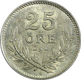 Sweden Gustaf V Silver 1929 G  25 Öre aUNC  KM# 785 (22 054)
