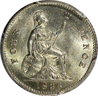 Great Britain William IV Silver 1836 4 Pence PCGS MS64 Nice BU KM# 723 (2)