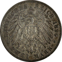 German States PRUSSIA Wilhelm II Silver 1896 A 2 Mark Toned KM# 522 (46)