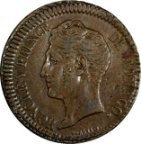 Monaco Honore V Copper 1838 CM Decime 1 YEAR TYPE SCARCE KM# 97.1