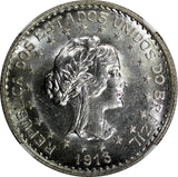 Brazil Silver 1913 A 1000 Reis NGC MS64 Liberty.Continuous Legend KM# 513 (20)