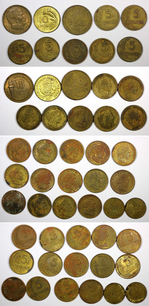 PERU LOT OF 25 COINS 1942-1967 5,10 CENTAVOS (20 936)