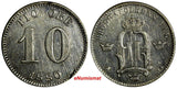 SWEDEN Oscar II Silver 1880 EB 10 Ore Mint-851,000 BETTER EARLY DATE KM#755 (89)