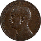 Italy Vittorio Emanuele III Bronze 1918 R 5 Centesimi Last Year aUNC KM# 42 (21)