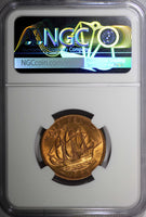 Great Britain Elizabeth II Bronze 1958 1/2 Penny NGC MS65 RD FULL RED KM#896 (1)