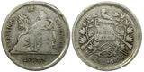 Guatemala Silver 1889 Star 25 Centavos  KM# 205.1 (22 588)
