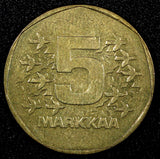 FINLAND Aluminum-Bronze 1974  5 Markkaa UNC/BU  KM# 53 (24 020)