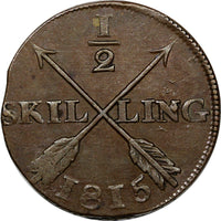 SWEDEN Carl XIII Copper 1815 1/2 Skilling NICE DETAILS KM# 590 (9753)