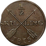 SWEDEN Carl XIII Copper 1815 1/2 Skilling NICE DETAILS KM# 590 (9753)