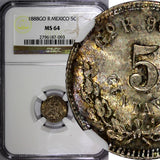 Mexico Silver 1888 Go R 5 Centavos BU NGC MS64 Mintage-320,000 KM# 398.5 (093)