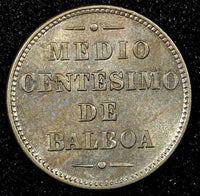 PANAMA Copper-Nickel 1907 1/2 Centesimo Balboa UNC KM# 6 (22 938)