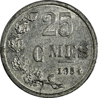 Luxembourg Charlotte / Jean Aluminium 1954 25 Centimes KM# 45a.1 (17 518)
