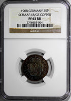 GERMANY Wilhelm II  Proof Pattern 1908 25 Pfennig NGC PR63 RB Schaaf-18/G5 (064)