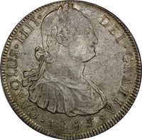 Bolivia Carlos IIII Silver 1803 PTS PJ 8 Reales XF Light Toning KM# 73 (9966)