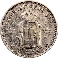 Sweden Oscar II Silver 1874 ST  25 Ore VF Condition KM# 738 ( 9118 )