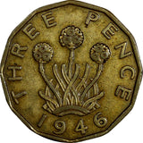 Great Britain George VI 1946 3 Pence Mintage-620,700 KEY DATE KM# 849 (18 710)