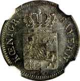 German States BAVARIA Silver 1850 1 Kreuzer NGC MS64 Toning KM# 799 (11)
