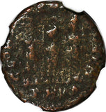 EASTERN ROMAN ARCADIUS AD 383-408 AE4 Nummus /Three emperors Spears NGC (037)