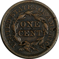 US Copper 1845 Braided Hair Large Cent 1C  (13 694)