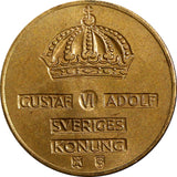 Sweden Gustaf VI Bronze 1959 TS 2 Ore GEM BU Toned KM# 821 (21 954)