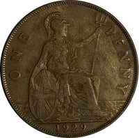 GREAT BRITAIN George V (1910-1936) Bronze 1929 1 Penny KM#838 (15 446)