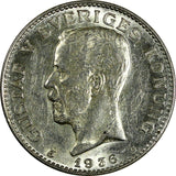 SWEDEN Gustaf V Silver 1936 G 1 Krona  KM# 786.2 (17 851)