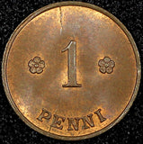 FINLAND Copper 1923 1 Penni UNC KM# 23 (23 998)