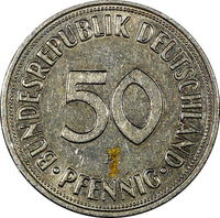 Germany - Federal Republic 1968 F  50 Pfennig 20 mm KM# 109.1 (21 200)