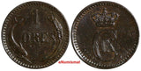 Denmark Christian IX Bronze 1880 CS 1 Ore XF Condition  KM# 792.1 (15 634)