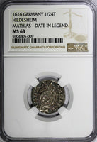 Germany HILDESHEIM Silver 1616 1/24 Thaler Matthias NGC MS63 TOP GRADED KM24 (9)