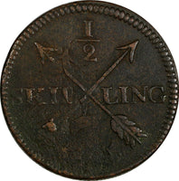 Sweden Gustaf IV 1802 1/2 Skilling Overstruck on 1 Ore 1730-1769 KM# 565(17 893)