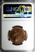 Great Britain Victoria Copper 1858/7 1/2 Penny OVERDATE NGC MS62 BN KM# 726 (7)