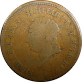 Italian States NAPLES Ferdinand I Copper 1819 10 Tornesi Ducat 39mm KM# 290 (10)