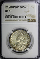 India-British George V Silver 1919 (B) 1 Rupee NGC MS61 MINT LUSTER KM# 524(036)