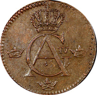 SWEDEN Gustav IV Adolf Copper 1802 1/4 Skilling aUNC KM# 564 (410)