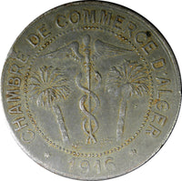 ALGERIA Iron 1916 10 Centimes 30 mm J. Bory, Paris Ch. XF SCARCE KM# TnA6 (181 )