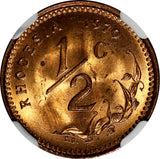 Rhodesia Bronze 1970 1/2 Cent NGC MS65 RD FULL RED KM# 9 (099)