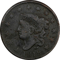 US Copper 1818 Coronet Head Large Cent 1c  (11 359)