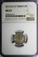 Turkey Mehmed V AH1327//3 (1911) 2 Kurush NGC MS65 1 GRADED HIGHEST KM# 749 (9)