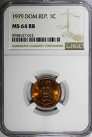 Dominican Republic Bronze 1979 1 Centavo NGC MS64 RB KM# 48 (012)